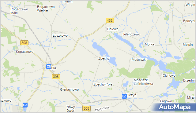 mapa Zbęchy, Zbęchy na mapie Targeo