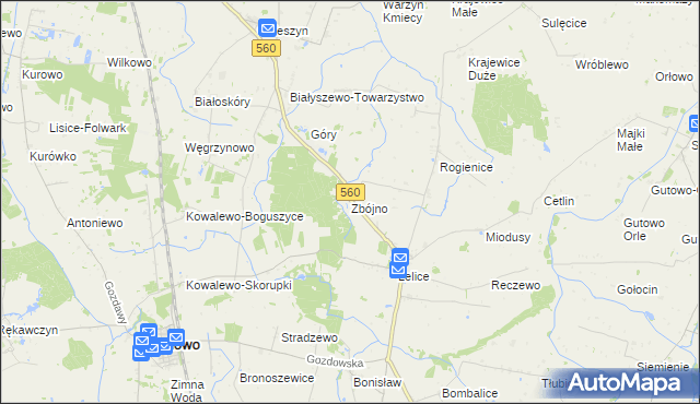 mapa Zbójno gmina Gozdowo, Zbójno gmina Gozdowo na mapie Targeo