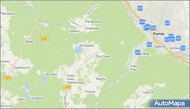 mapa Zbychowo, Zbychowo na mapie Targeo