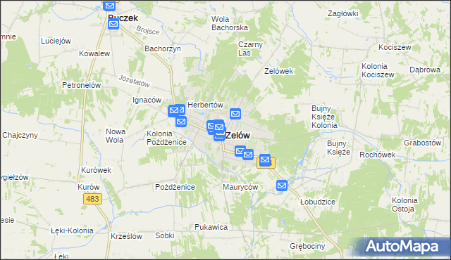 mapa Zelów, Zelów na mapie Targeo