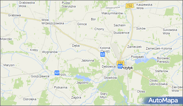 mapa Żerdź gmina Przytyk, Żerdź gmina Przytyk na mapie Targeo