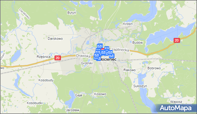 mapa Złocieniec, Złocieniec na mapie Targeo