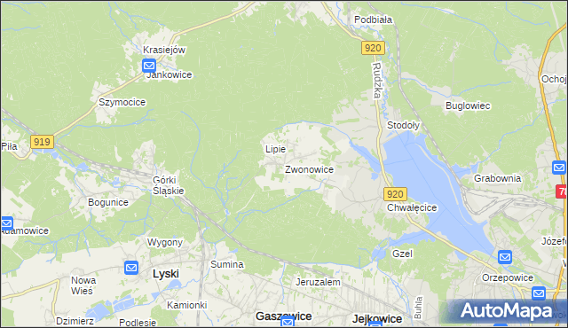 mapa Zwonowice, Zwonowice na mapie Targeo