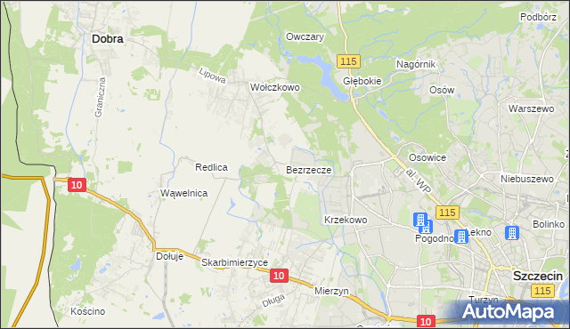 mapa Bezrzecze, Bezrzecze na mapie Targeo