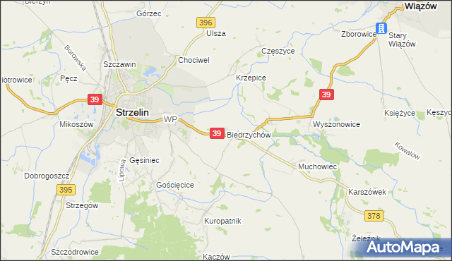 mapa Biedrzychów gmina Strzelin, Biedrzychów gmina Strzelin na mapie Targeo