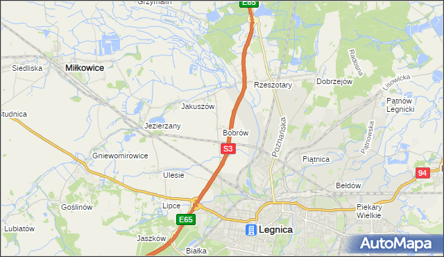 mapa Bobrów gmina Miłkowice, Bobrów gmina Miłkowice na mapie Targeo
