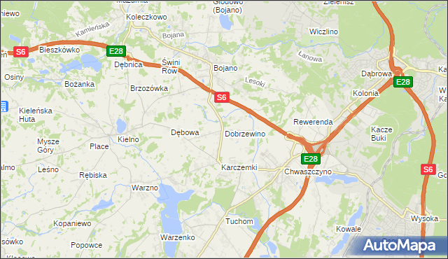 mapa Dobrzewino, Dobrzewino na mapie Targeo