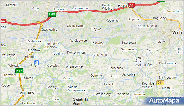 mapa Golkowice, Golkowice na mapie Targeo