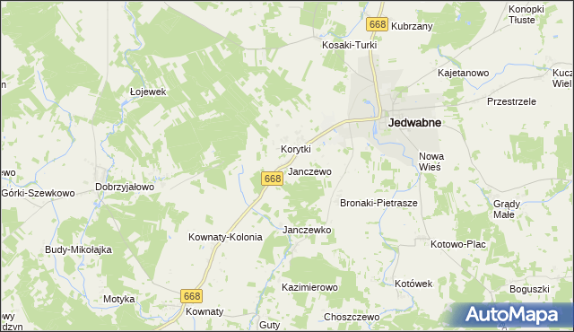 mapa Janczewo gmina Jedwabne, Janczewo gmina Jedwabne na mapie Targeo