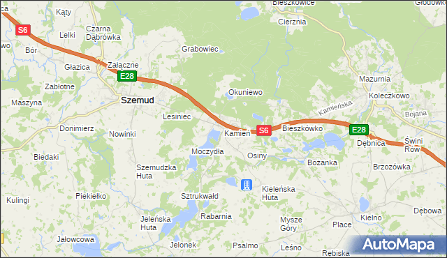 mapa Kamień gmina Szemud, Kamień gmina Szemud na mapie Targeo