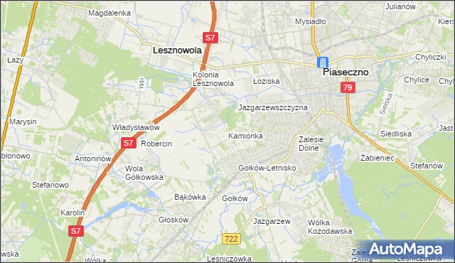 mapa Kamionka gmina Piaseczno, Kamionka gmina Piaseczno na mapie Targeo