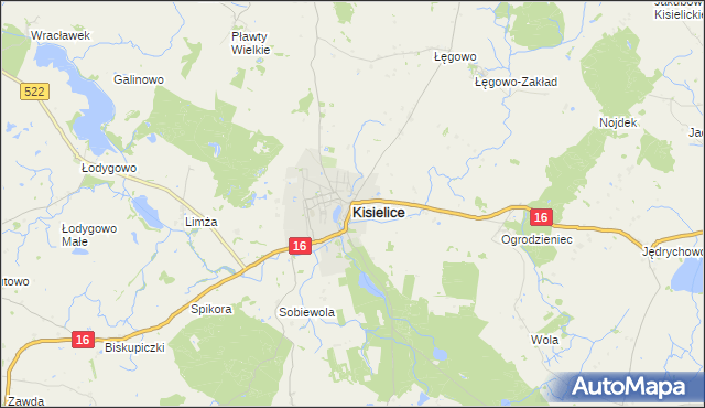 mapa Kisielice, Kisielice na mapie Targeo