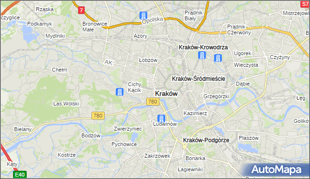 mapa Krakowa, Kraków na mapie Targeo