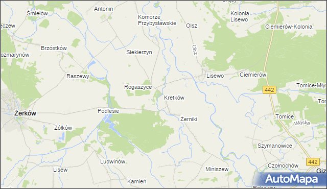 mapa Kretków, Kretków na mapie Targeo