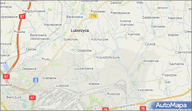 mapa Krzysztoforzyce, Krzysztoforzyce na mapie Targeo