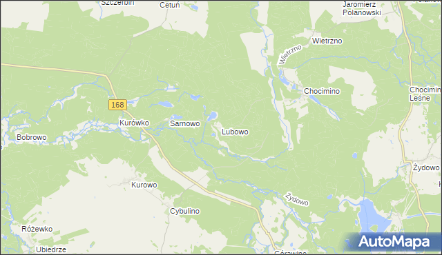 mapa Lubowo gmina Bobolice, Lubowo gmina Bobolice na mapie Targeo