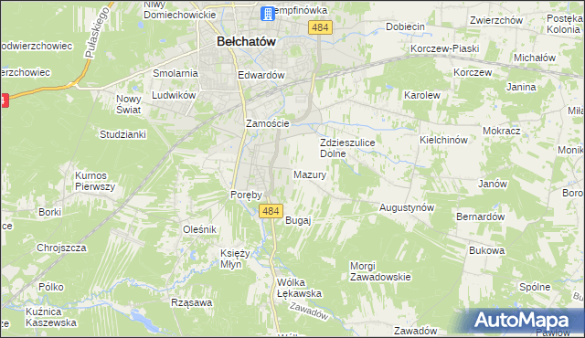 mapa Mazury gmina Bełchatów, Mazury gmina Bełchatów na mapie Targeo