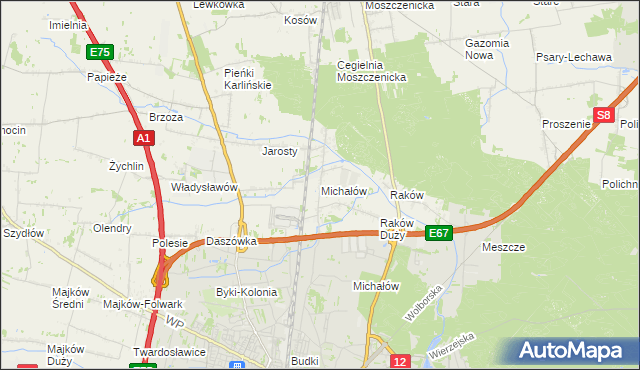 mapa Michałów gmina Moszczenica, Michałów gmina Moszczenica na mapie Targeo