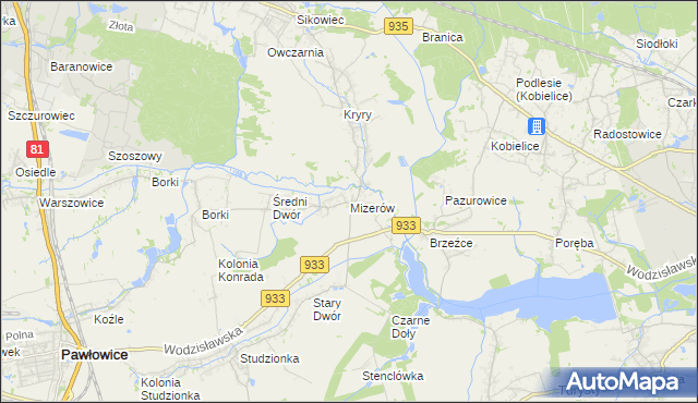 mapa Mizerów, Mizerów na mapie Targeo