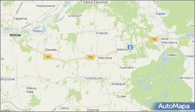 mapa Mokrzesz, Mokrzesz na mapie Targeo