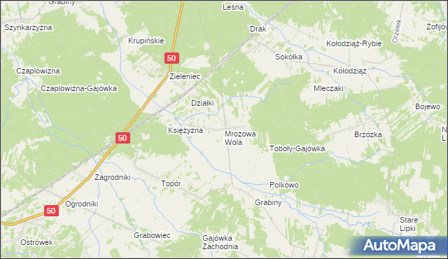 mapa Mrozowa Wola, Mrozowa Wola na mapie Targeo