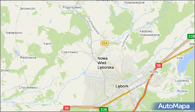 mapa Nowa Wieś Lęborska, Nowa Wieś Lęborska na mapie Targeo