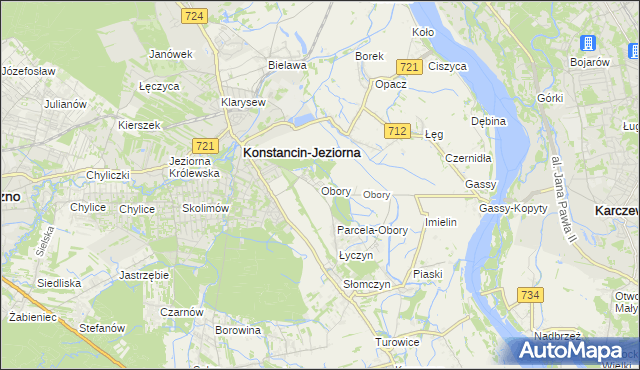 mapa Obory gmina Konstancin-Jeziorna, Obory gmina Konstancin-Jeziorna na mapie Targeo