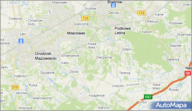 mapa Owczarnia gmina Brwinów, Owczarnia gmina Brwinów na mapie Targeo