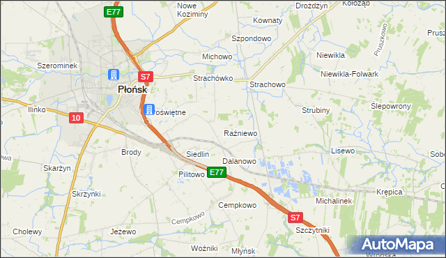 mapa Raźniewo, Raźniewo na mapie Targeo