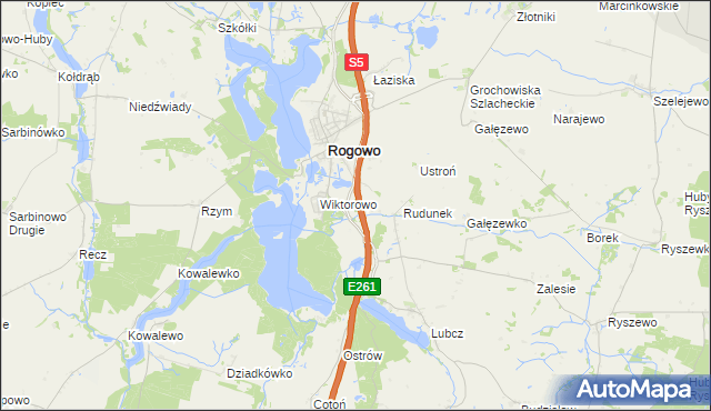 mapa Rogówko gmina Rogowo, Rogówko gmina Rogowo na mapie Targeo