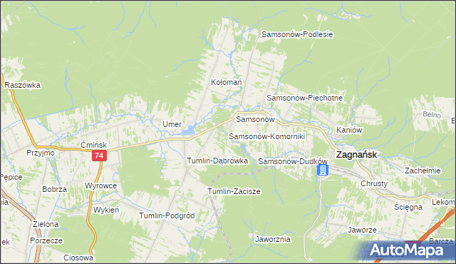 mapa Samsonów-Komorniki, Samsonów-Komorniki na mapie Targeo