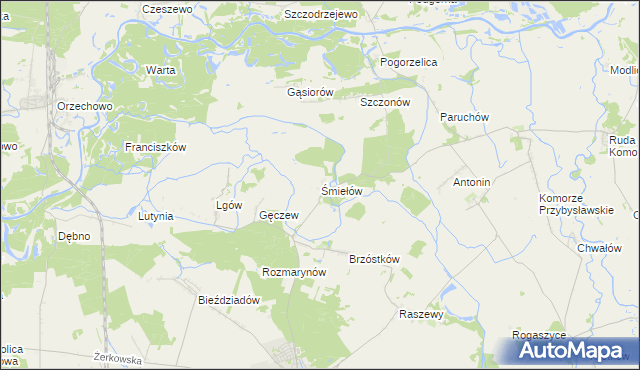 mapa Śmiełów, Śmiełów na mapie Targeo