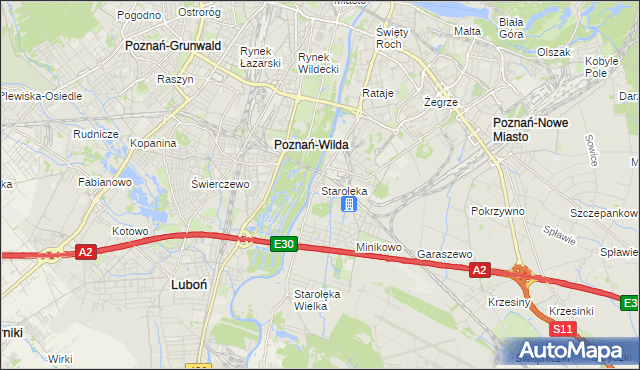mapa Starołęka, Starołęka na mapie Targeo