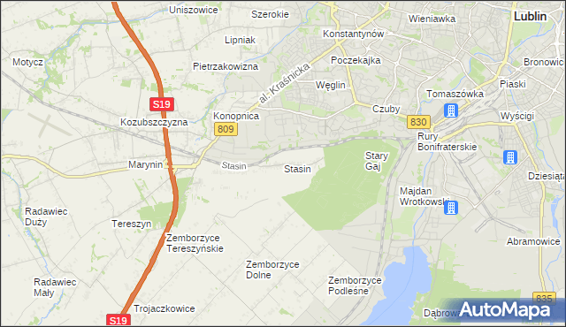 mapa Stasin gmina Konopnica, Stasin gmina Konopnica na mapie Targeo