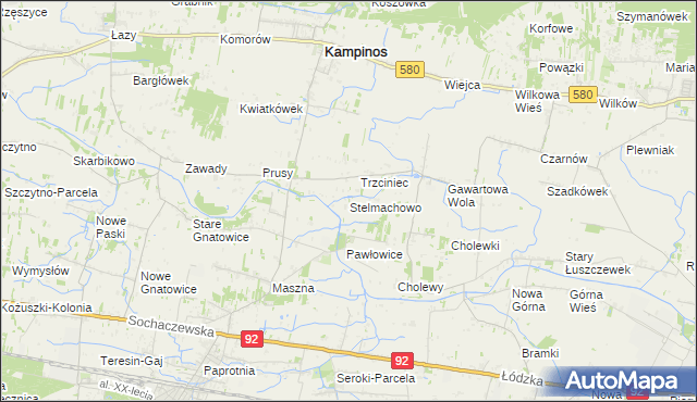 mapa Stelmachowo gmina Leszno, Stelmachowo gmina Leszno na mapie Targeo