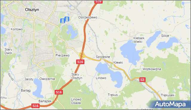 mapa Szczęsne gmina Purda, Szczęsne gmina Purda na mapie Targeo