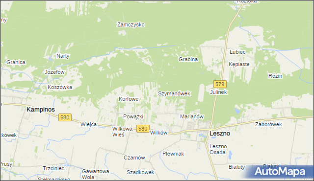 mapa Szymanówek, Szymanówek na mapie Targeo