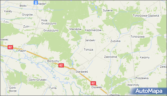 mapa Tończa gmina Liw, Tończa gmina Liw na mapie Targeo