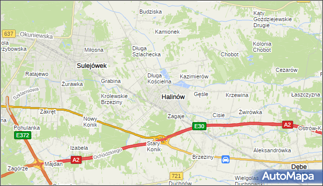 mapa Halinów powiat miński, Halinów powiat miński na mapie Targeo