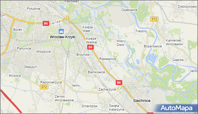 mapa Radwanice gmina Siechnice, Radwanice gmina Siechnice na mapie Targeo