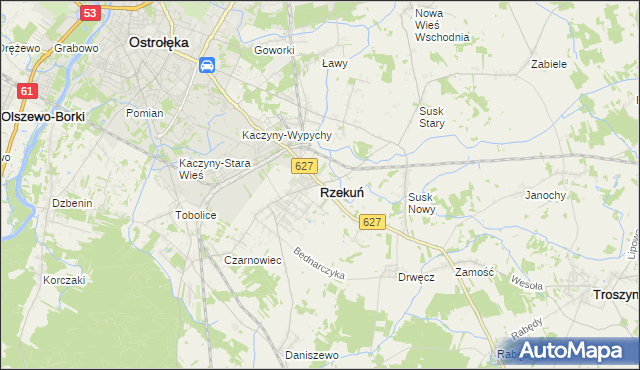 mapa Rzekuń, Rzekuń na mapie Targeo