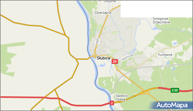mapa Słubice, Słubice na mapie Targeo