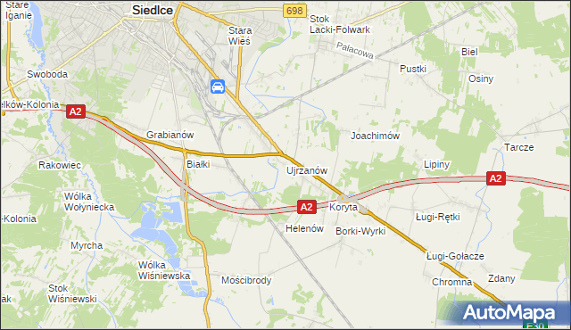 mapa Ujrzanów, Ujrzanów na mapie Targeo