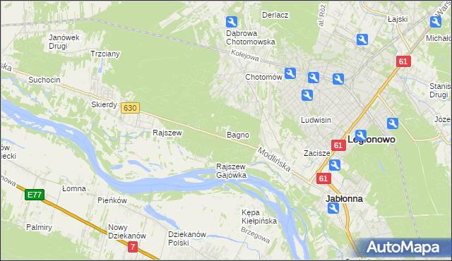 mapa Bagno gmina Jabłonna, Bagno gmina Jabłonna na mapie Targeo