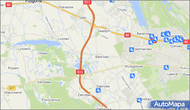 mapa Batorowo gmina Tarnowo Podgórne, Batorowo gmina Tarnowo Podgórne na mapie Targeo