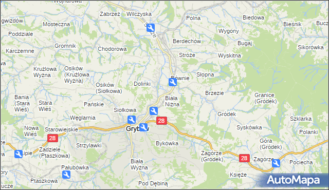 mapa Biała Niżna, Biała Niżna na mapie Targeo