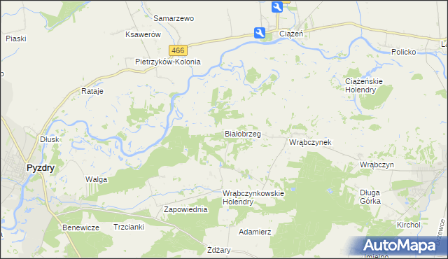 mapa Białobrzeg gmina Pyzdry, Białobrzeg gmina Pyzdry na mapie Targeo