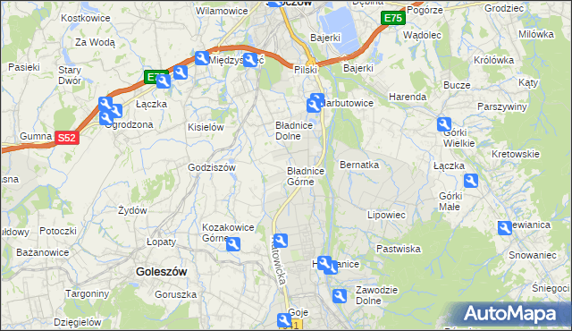 mapa Bładnice Górne, Bładnice Górne na mapie Targeo