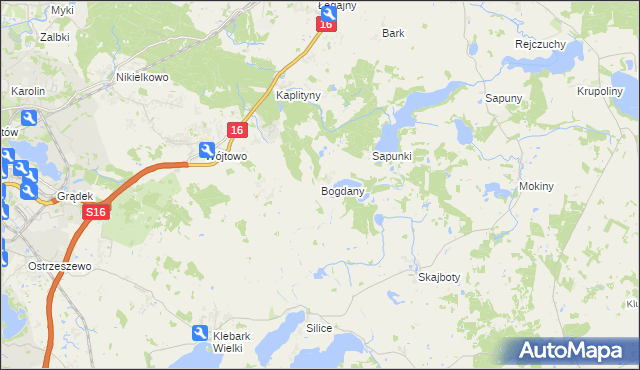 mapa Bogdany gmina Barczewo, Bogdany gmina Barczewo na mapie Targeo