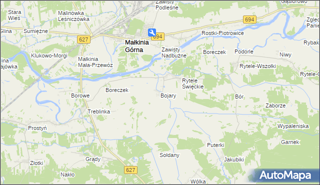 mapa Bojary gmina Kosów Lacki, Bojary gmina Kosów Lacki na mapie Targeo